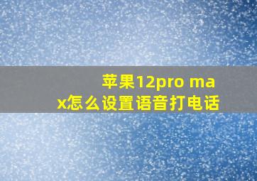 苹果12pro max怎么设置语音打电话